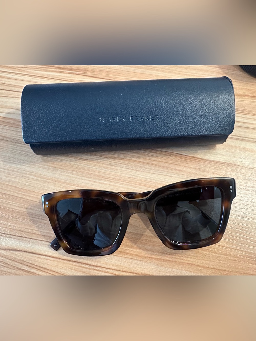 Warby Parker Sonia Oak Barrel - Tortoiseshell Square Sunglasses with Dark Lenses